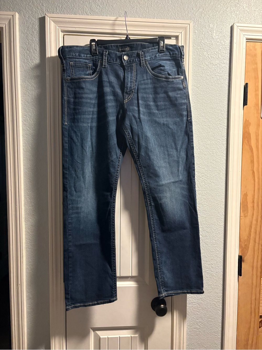 Silver Jeans Co Eddie Relaxed Tapered Jeans Mens 36x30 Blue Dark Wash Stretch